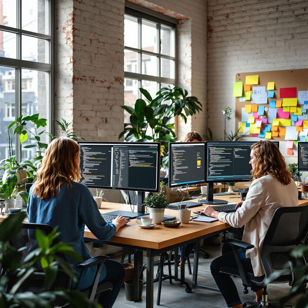 Unsere Leistungen 1 Personen am programmieren