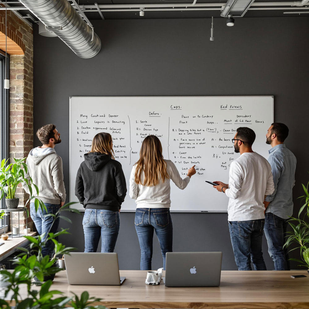 Über uns 4 Team am Whiteboard